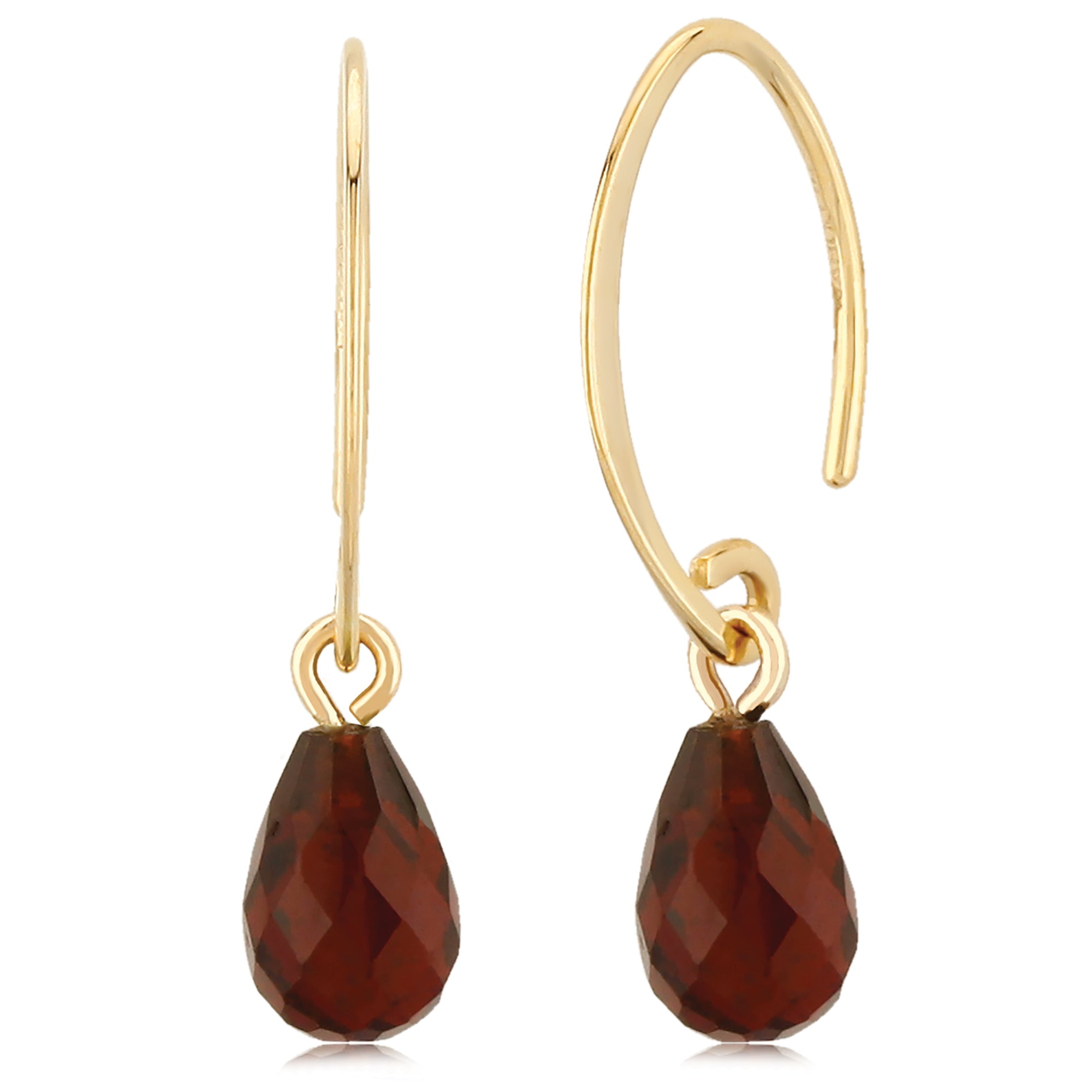 14K Garnet Mini Swoop Earrings