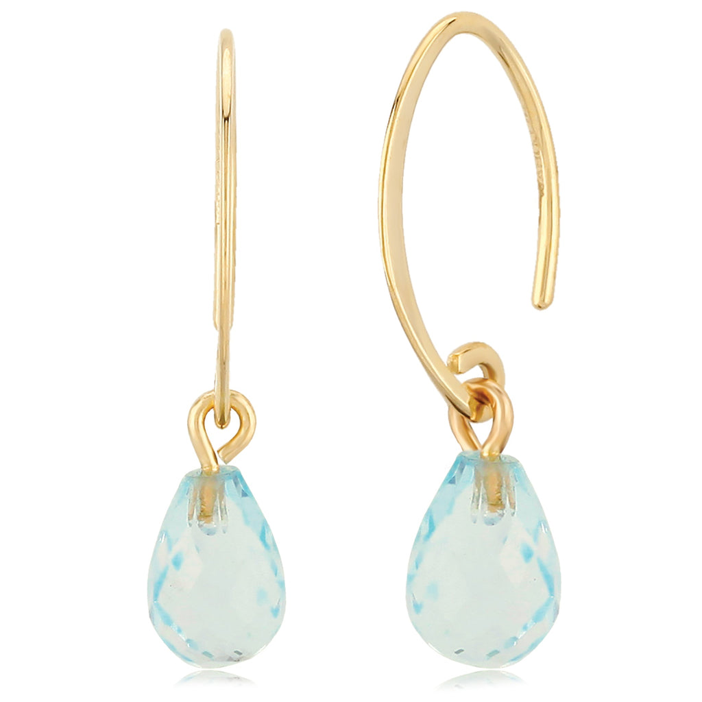 14K Blue Topaz Mini Swoop Earrings