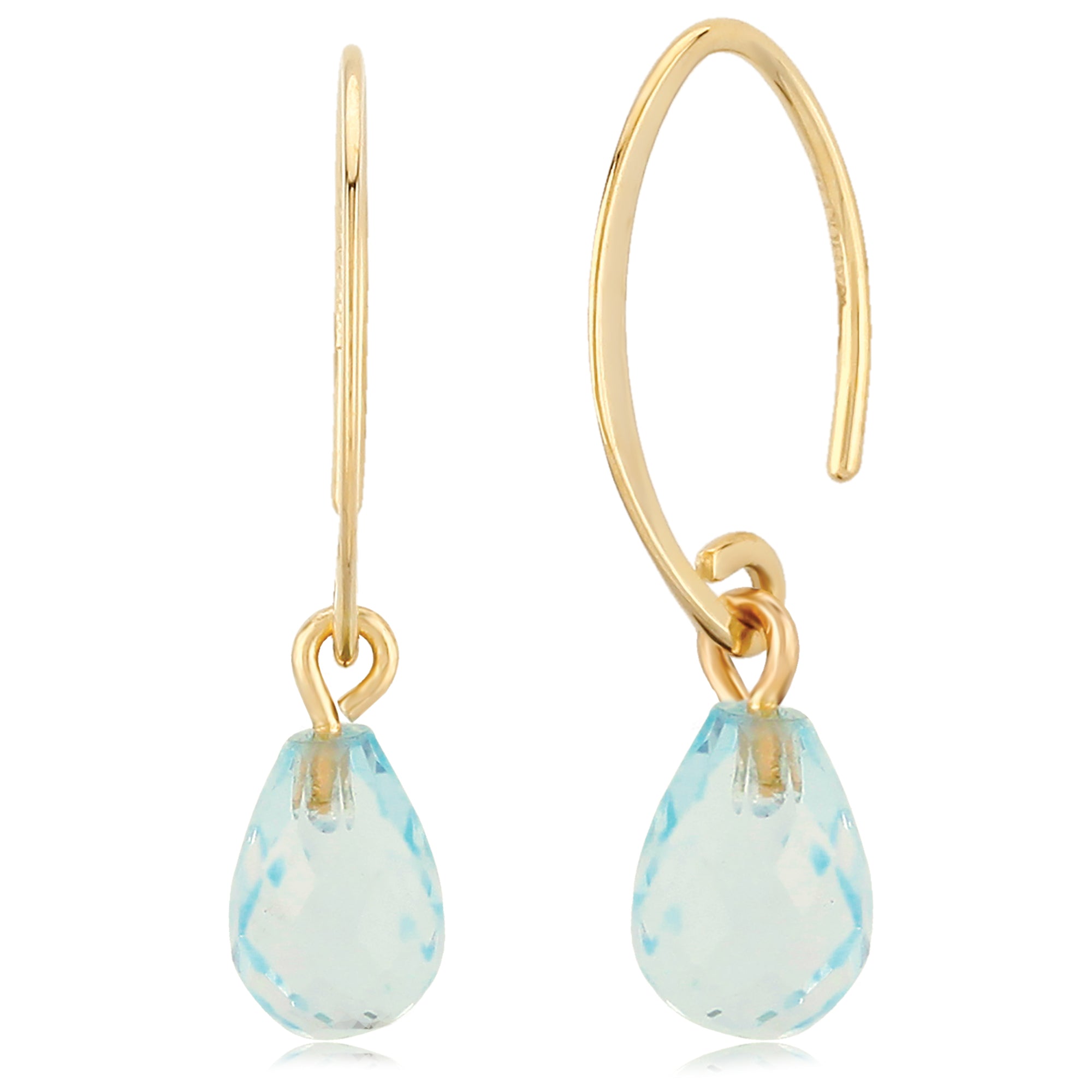 14K Blue Topaz Mini Swoop Earrings