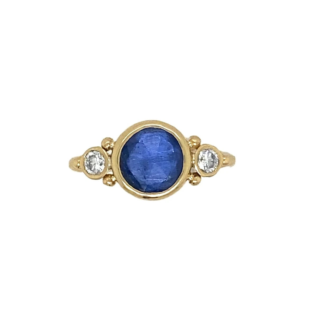 14K Rose Cut Sapphire  + Diamond Ring