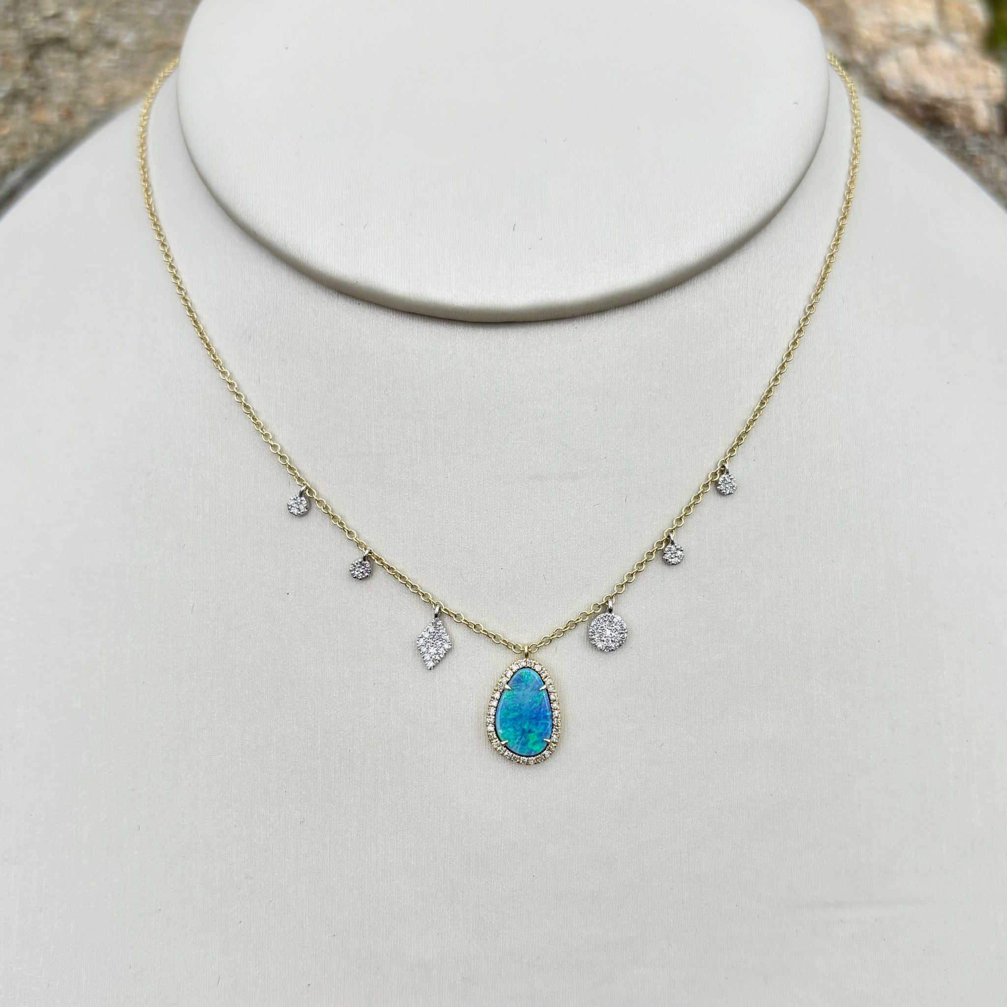 Australian Opal Pave Diamond Charm Necklace | BY MEIRA T