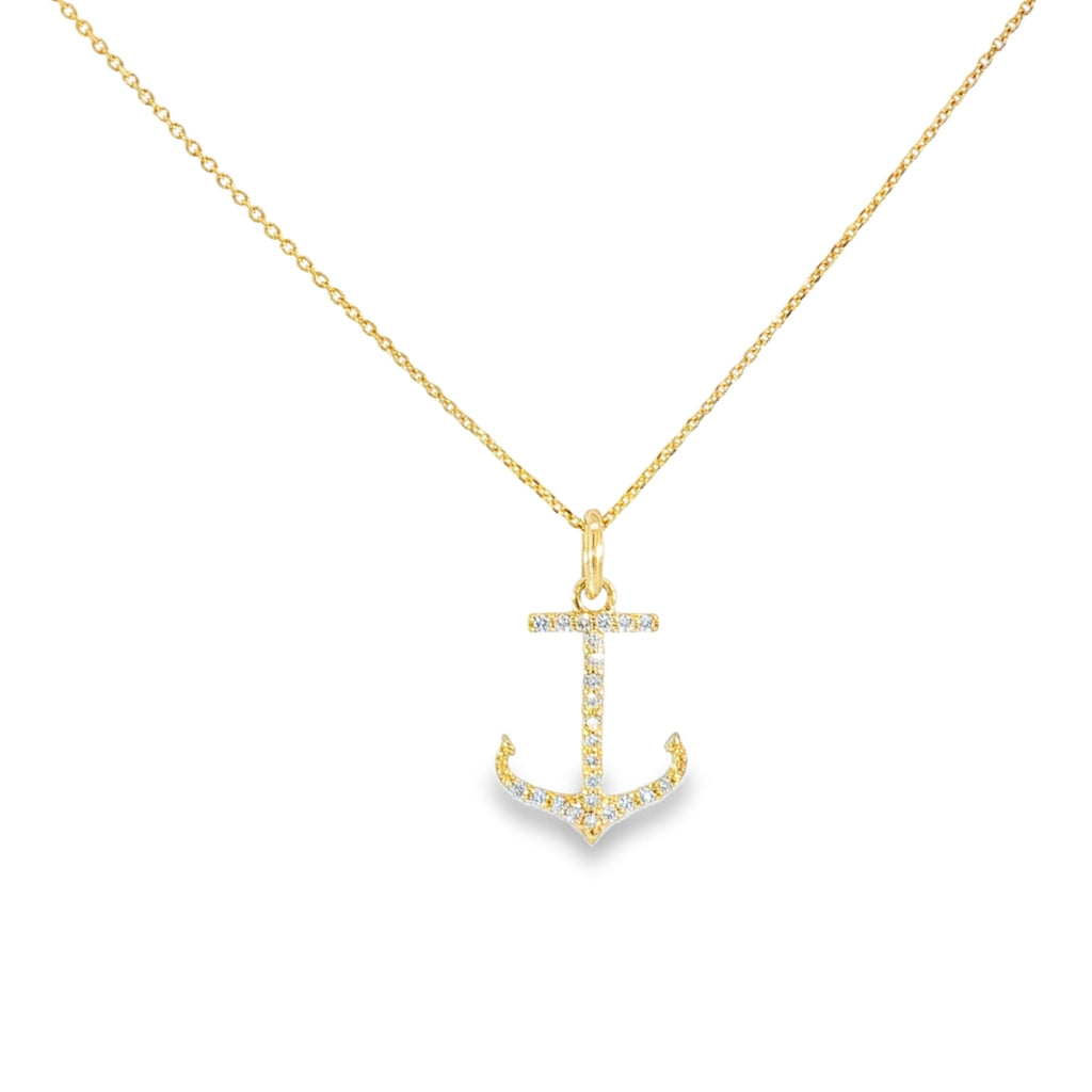 14K Diamond Anchor Necklace