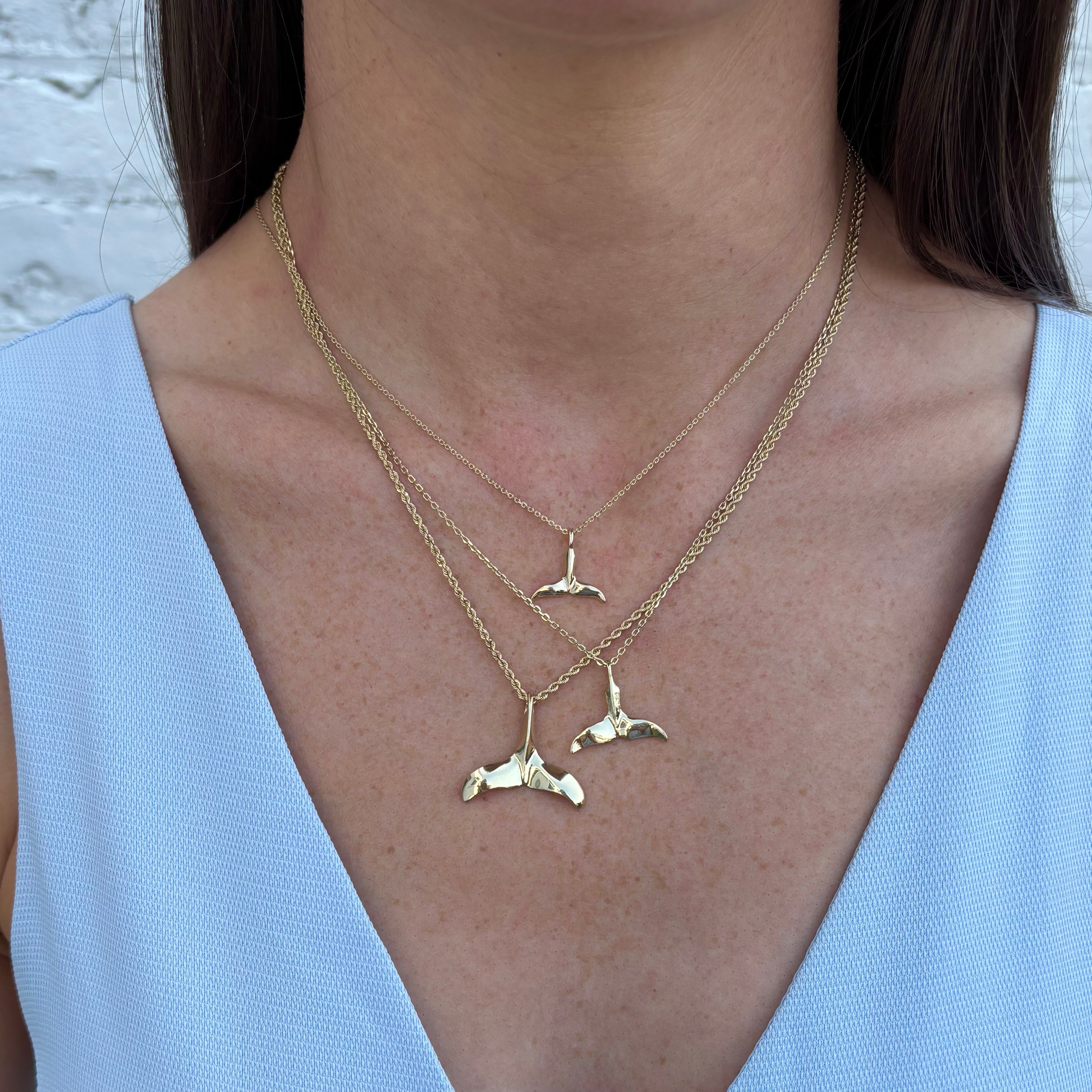 14K Gold Whale Tail Pendant