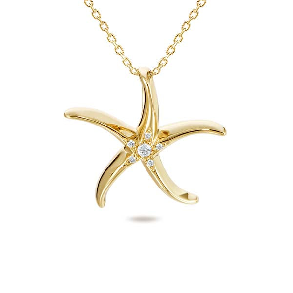 14k Starfish + Petite Diamonds Necklace