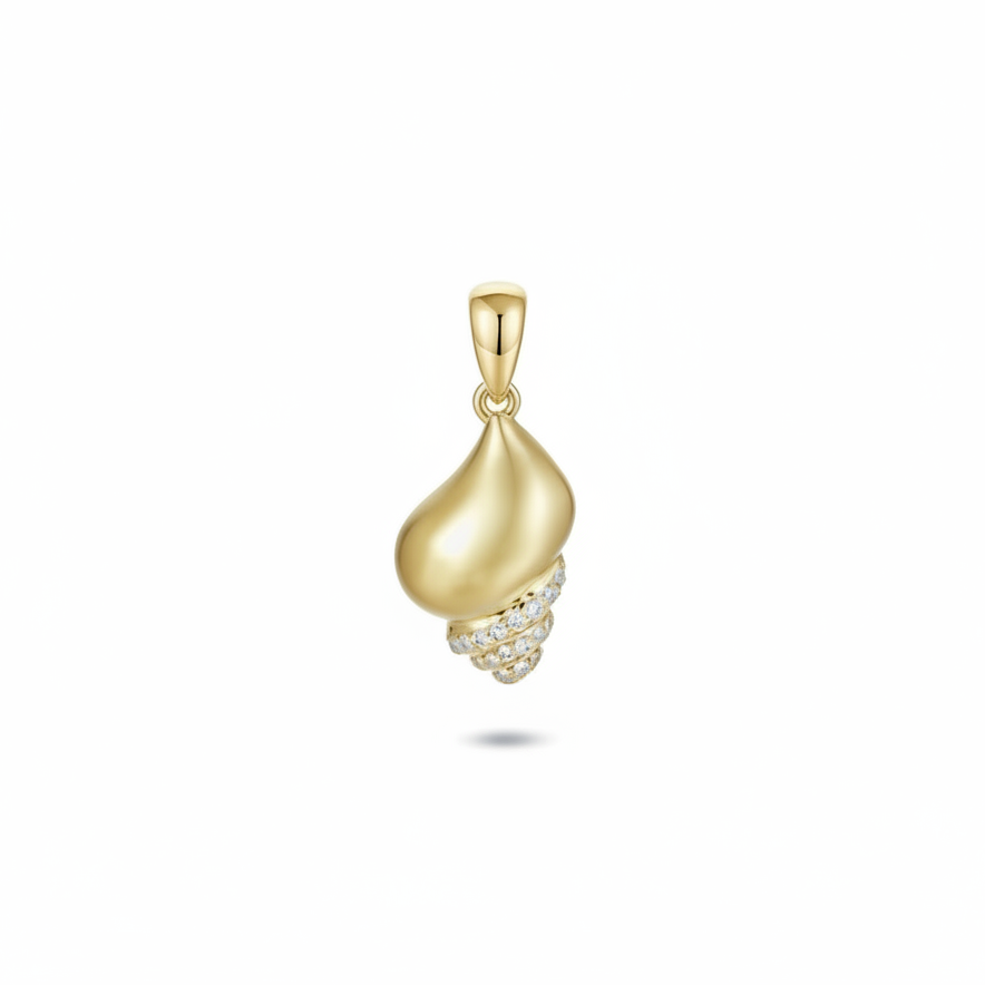 14K Gold Whelk Shell Necklace