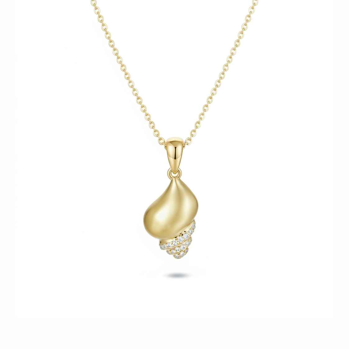 14K Gold Whelk Shell Necklace