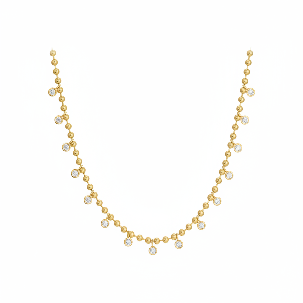 Beaded Diamond Drops Necklace