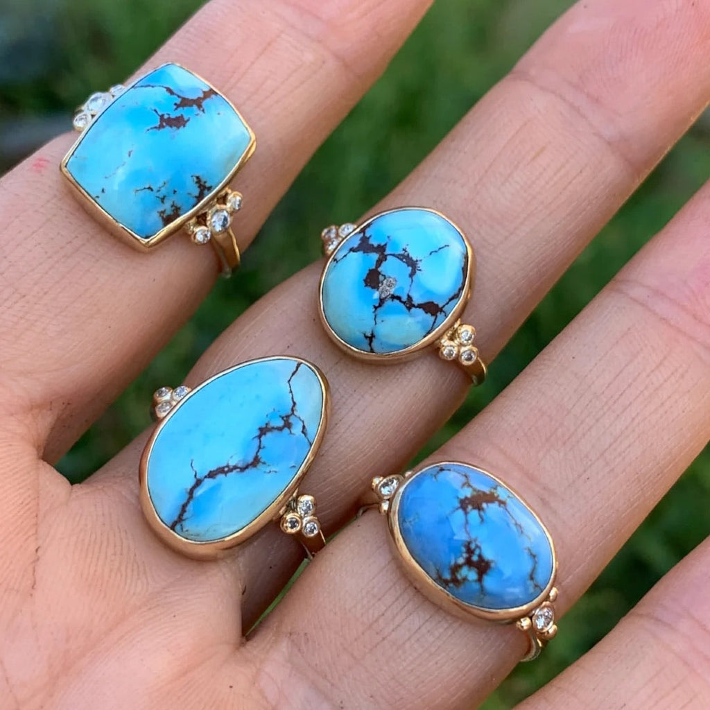 14K Golden Hills Turquoise + Diamond Ring