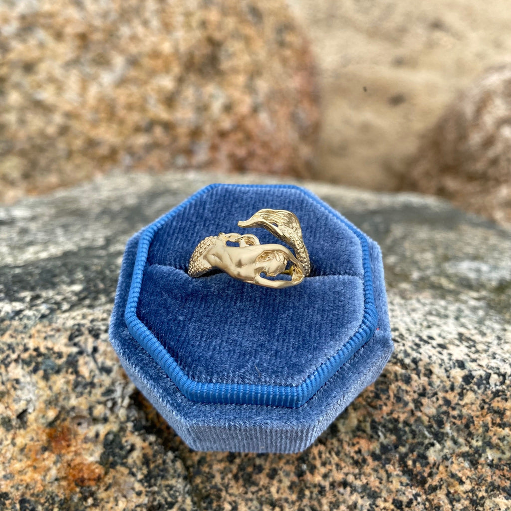 14K Hand Carved Mermaid Ring