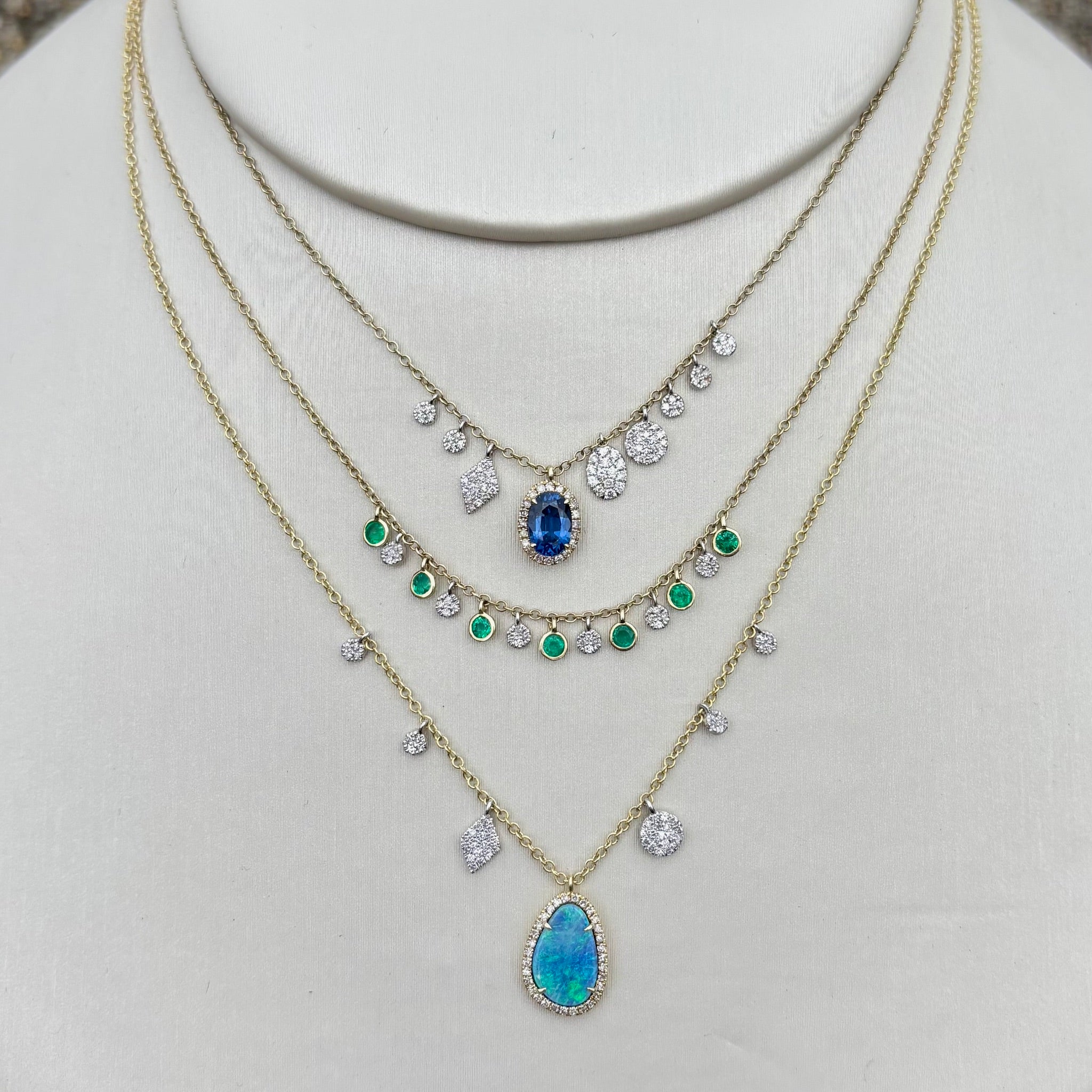 Australian Opal Pave Diamond Charm Necklace | BY MEIRA T