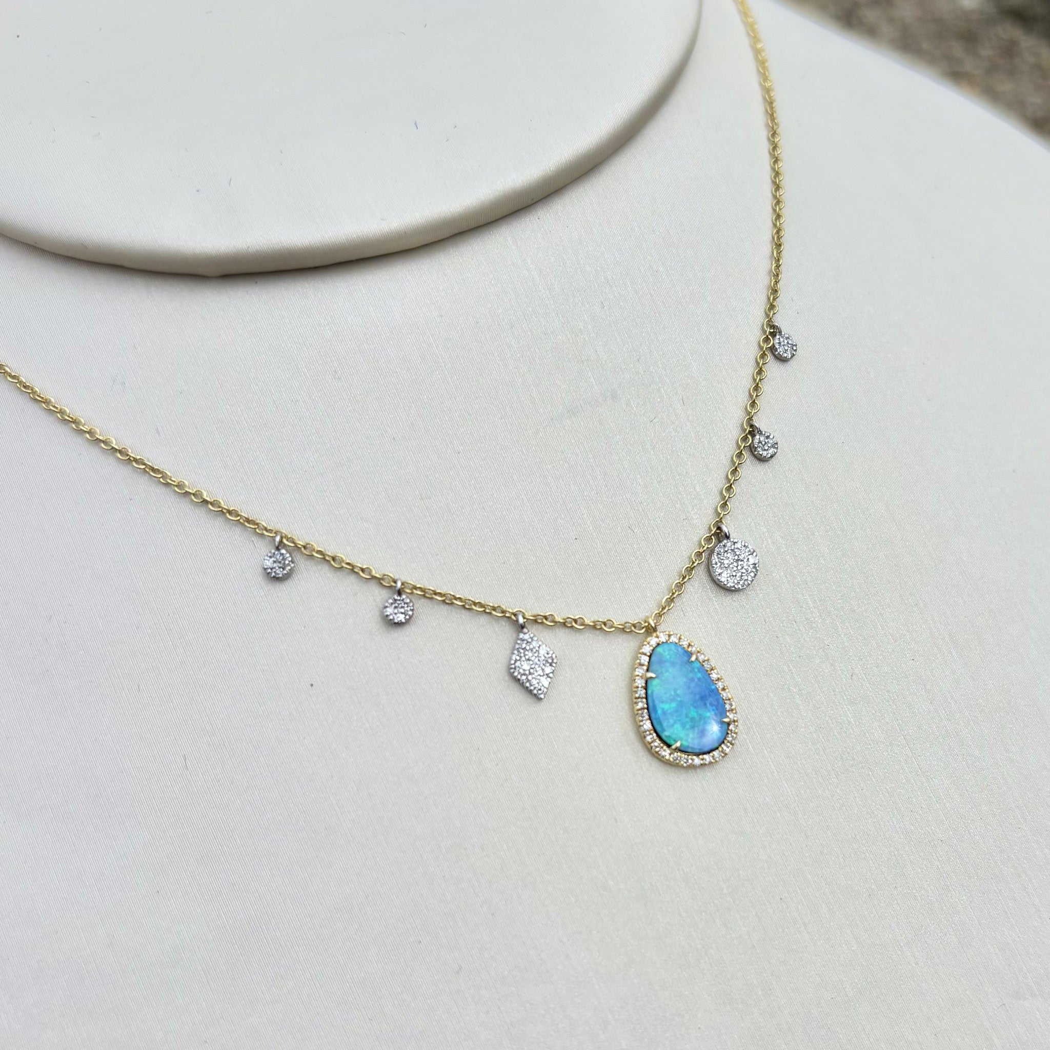 Australian Opal Pave Diamond Charm Necklace | BY MEIRA T