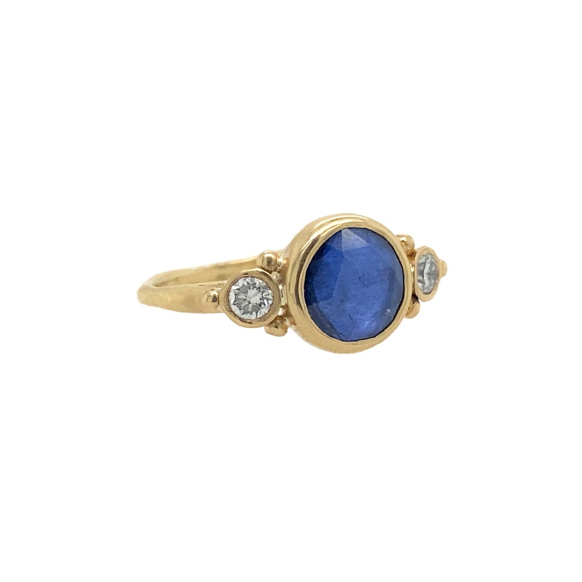 14K Rose Cut Sapphire  + Diamond Ring