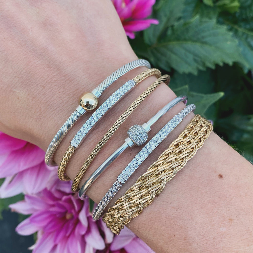 14K Diamond Cable Cuff Bracelet