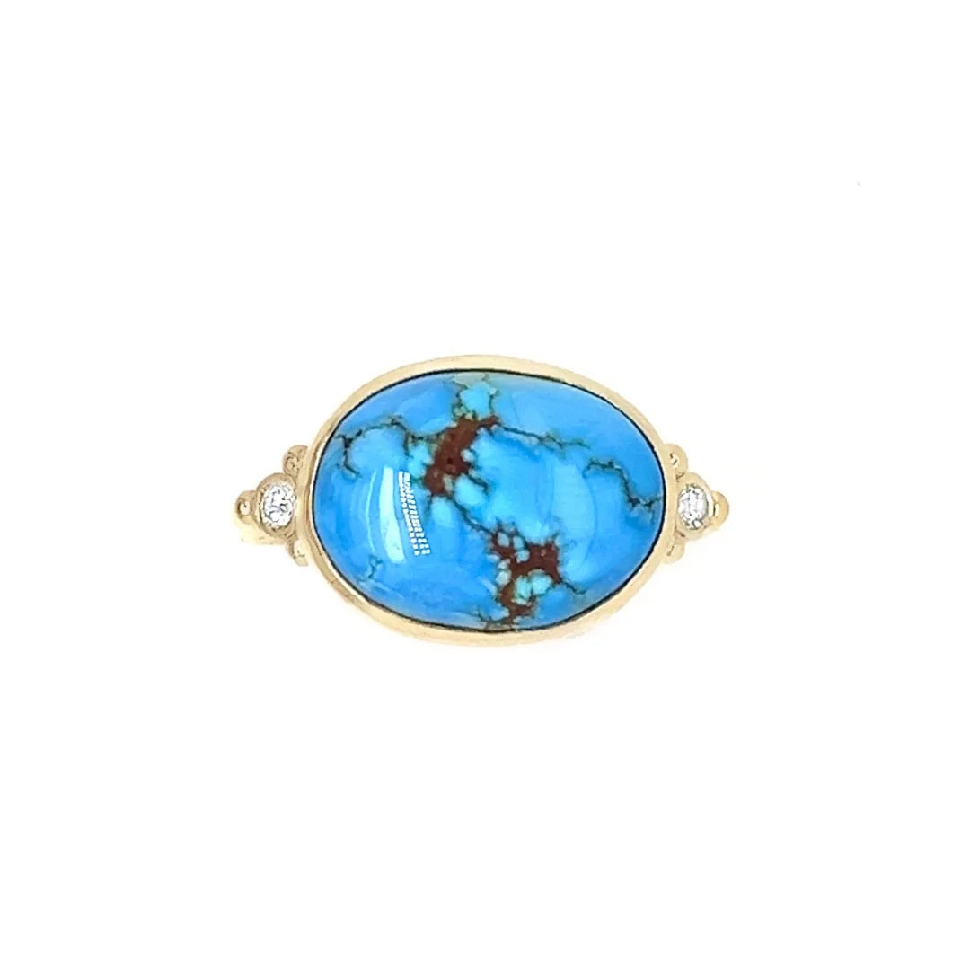 14K Golden Hills Turquoise + Diamond Ring