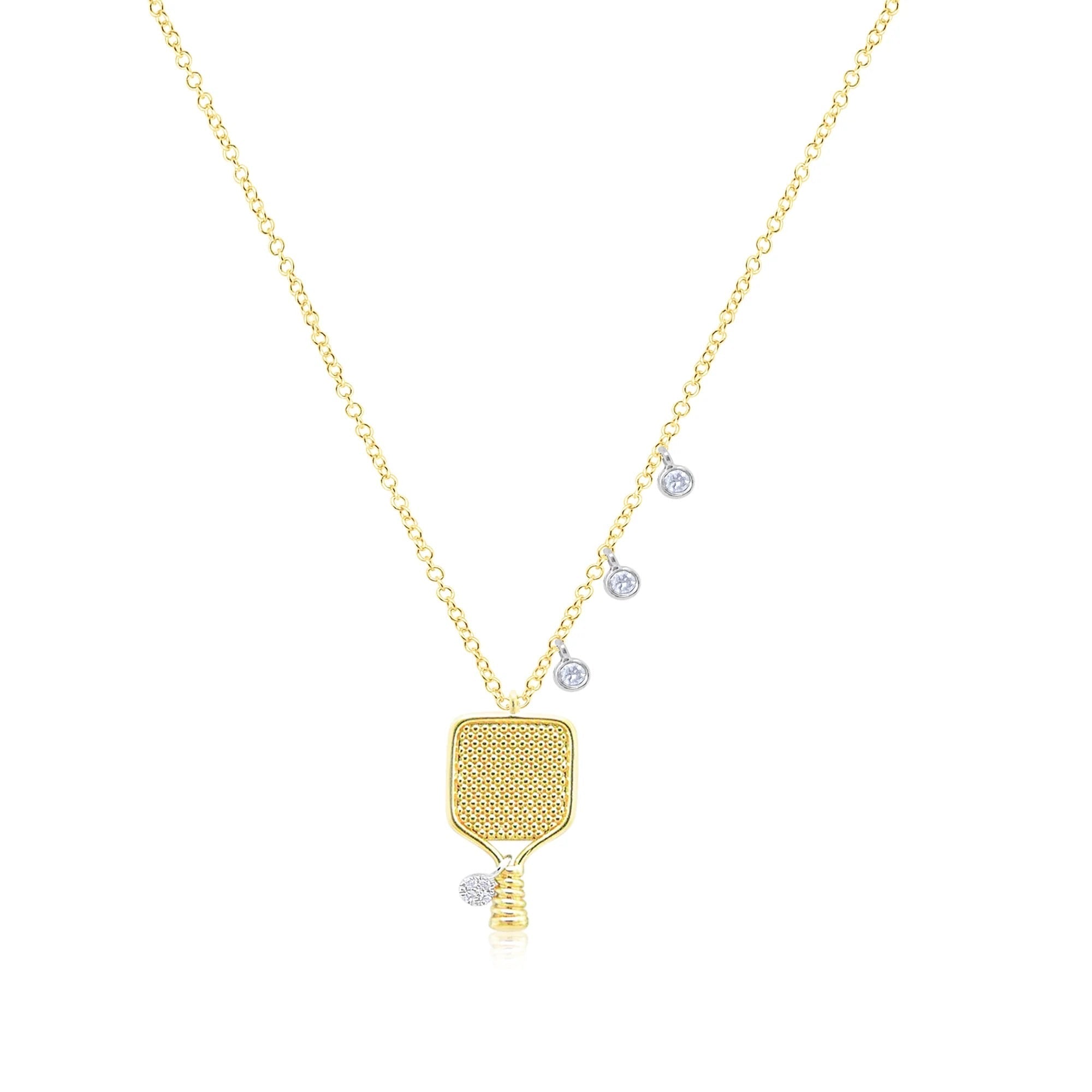 14K + Diamond Pickleball Charm Necklace | By Meira T