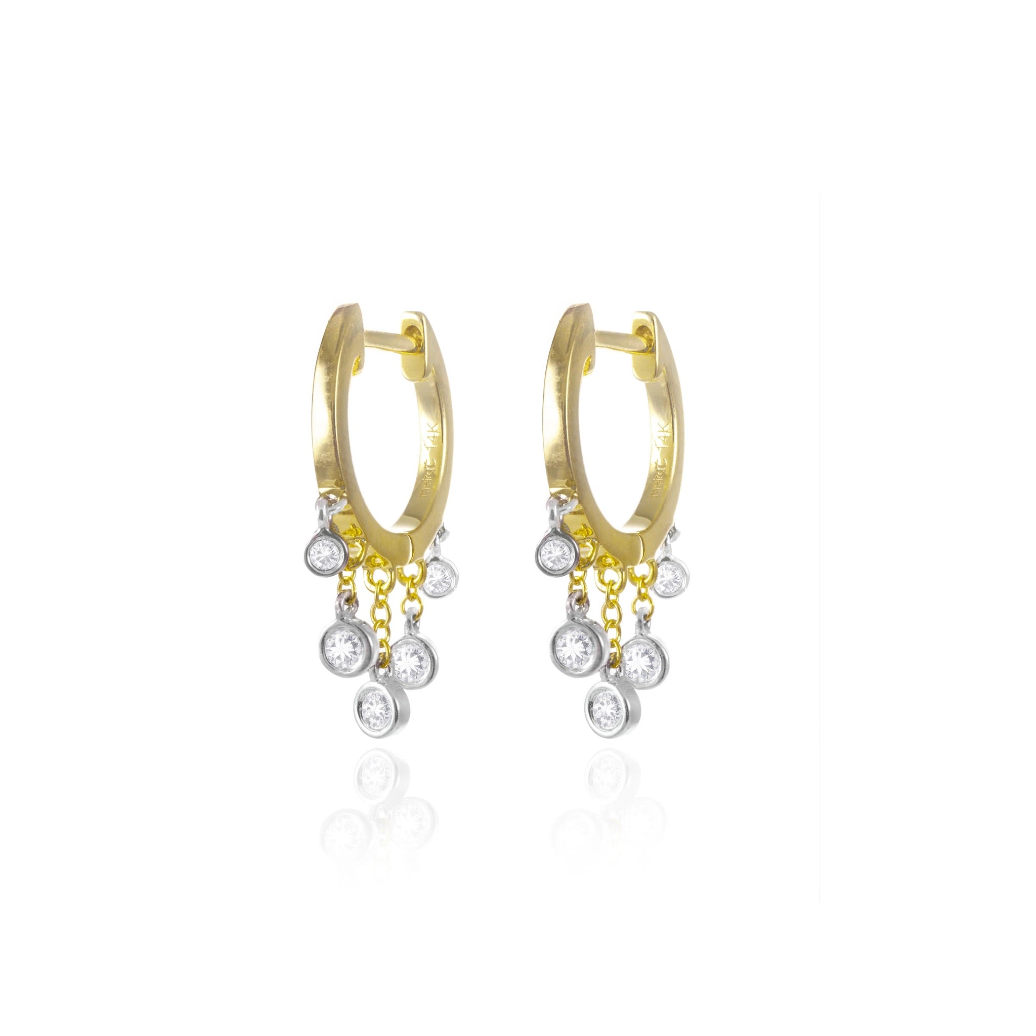 Bezel Diamond Fringe Huggie | By Meira T