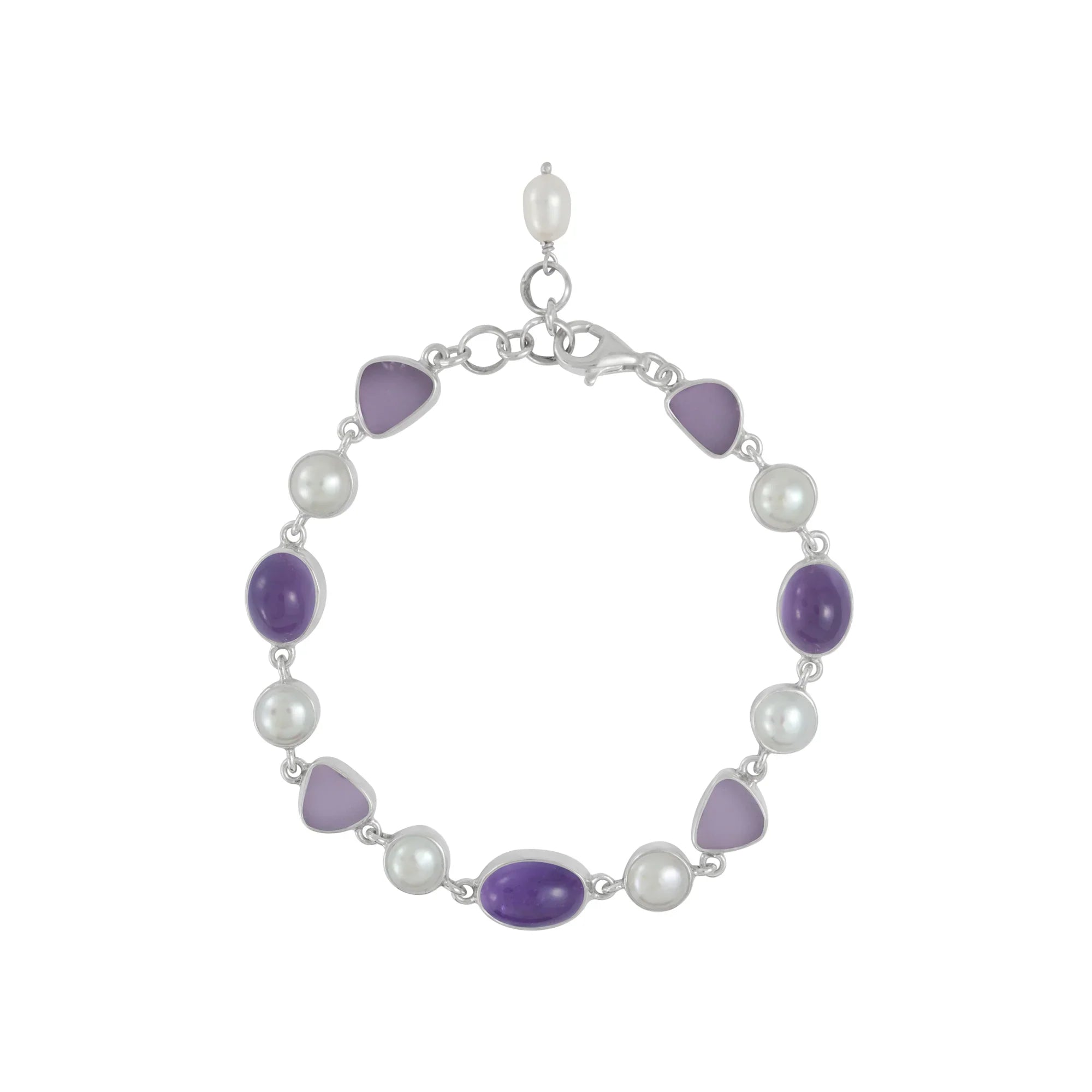 Amethyst + Lavender Sea Glass Link Bracelet