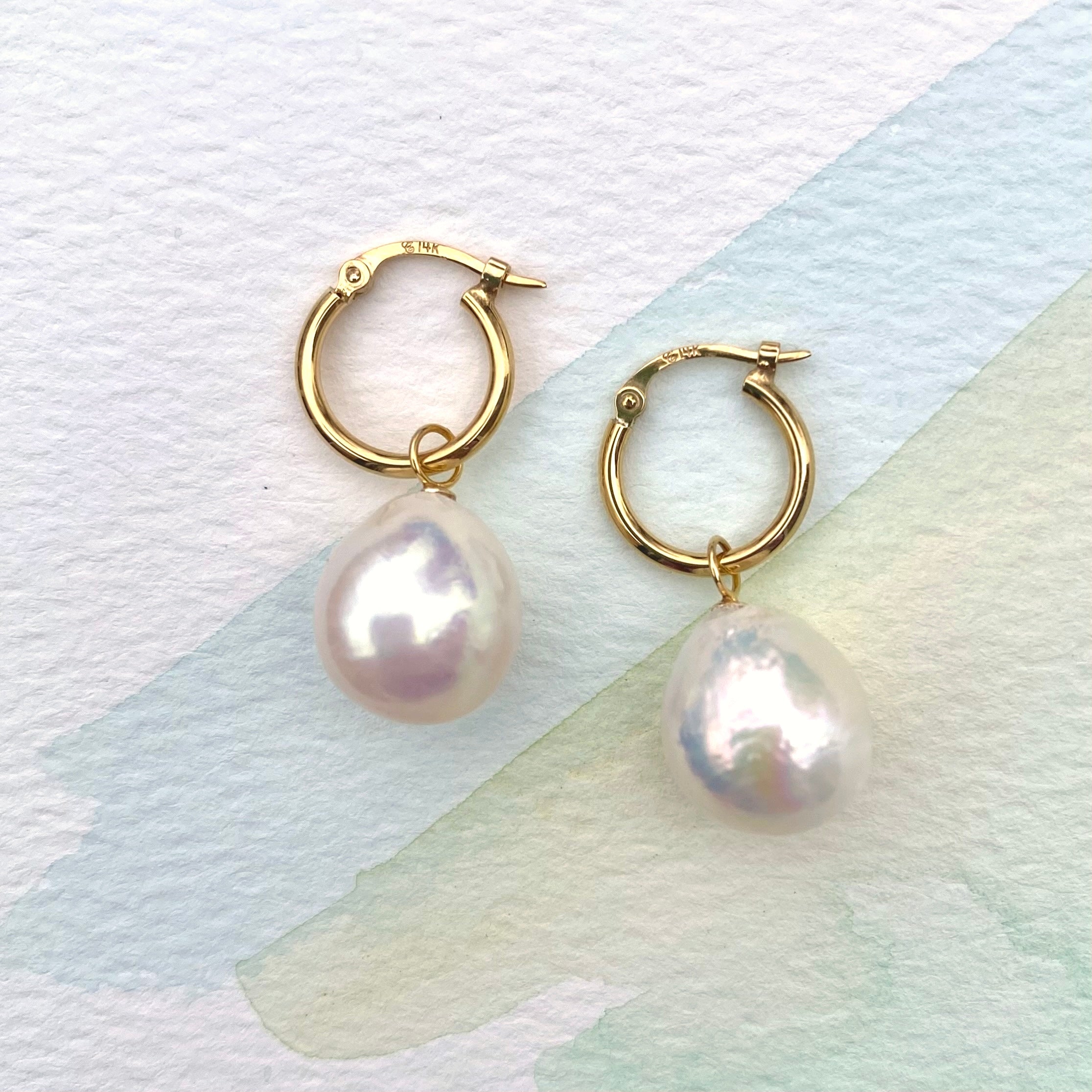14K Baroque Pearl Drop Earring