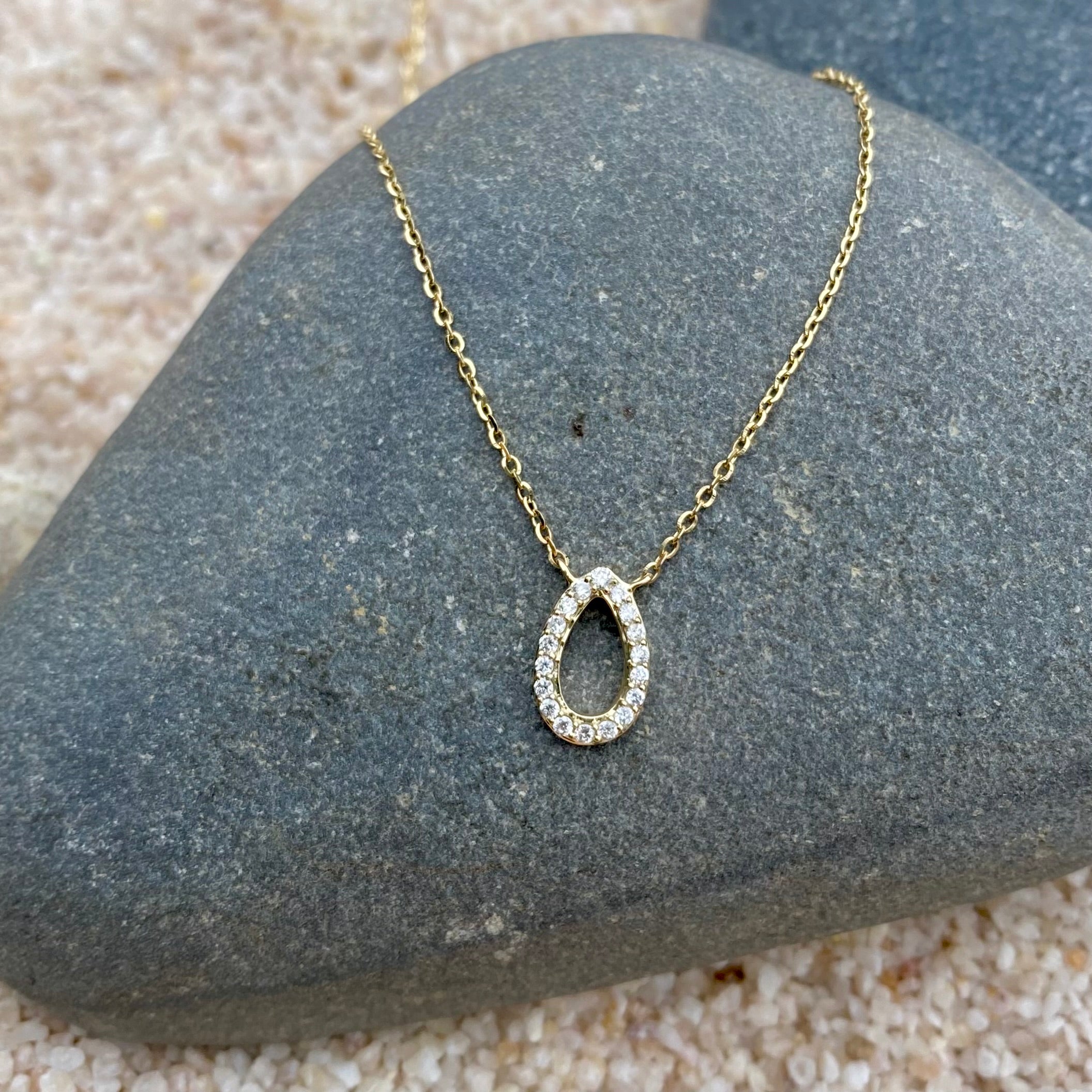 14k Petite Diamond Teardrop Necklace