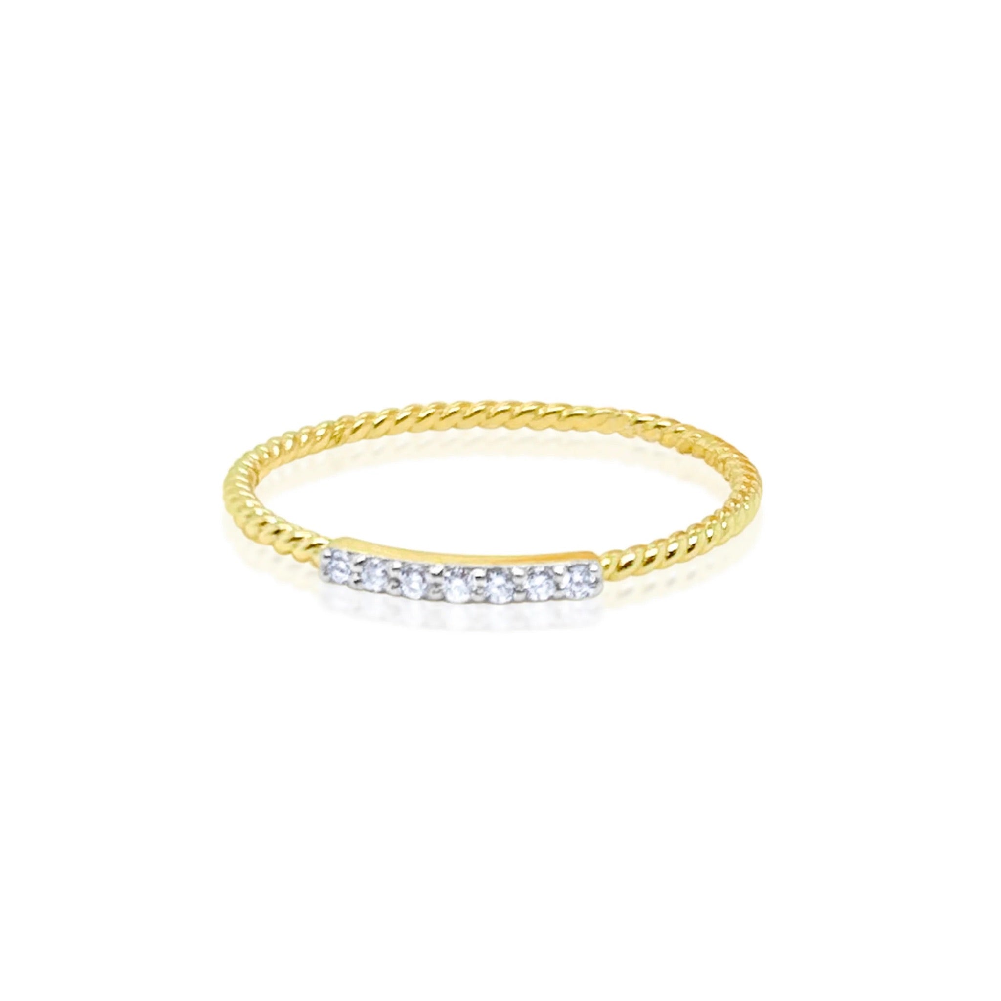 14K Diamond Beaded Bar Ring | By Meira T