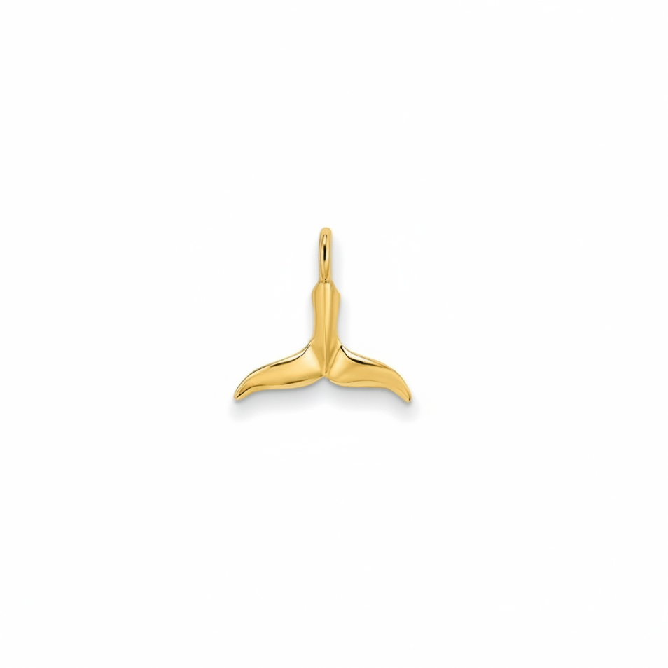 14K Gold Whale Tail Pendant