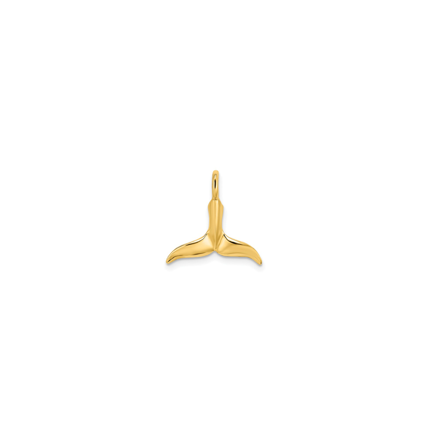 14K Gold Whale Tail Pendant