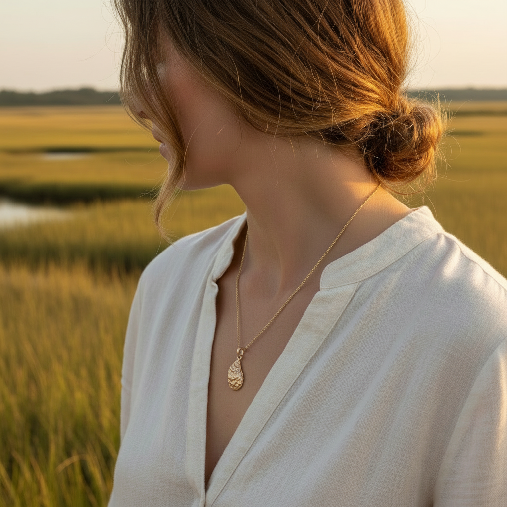 14K Gold Oyster Necklace