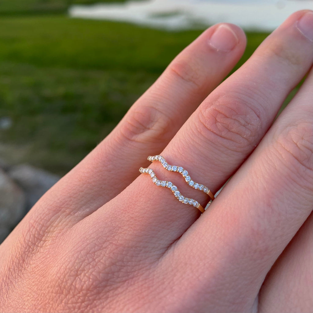 14K Gold Double Wave Ring