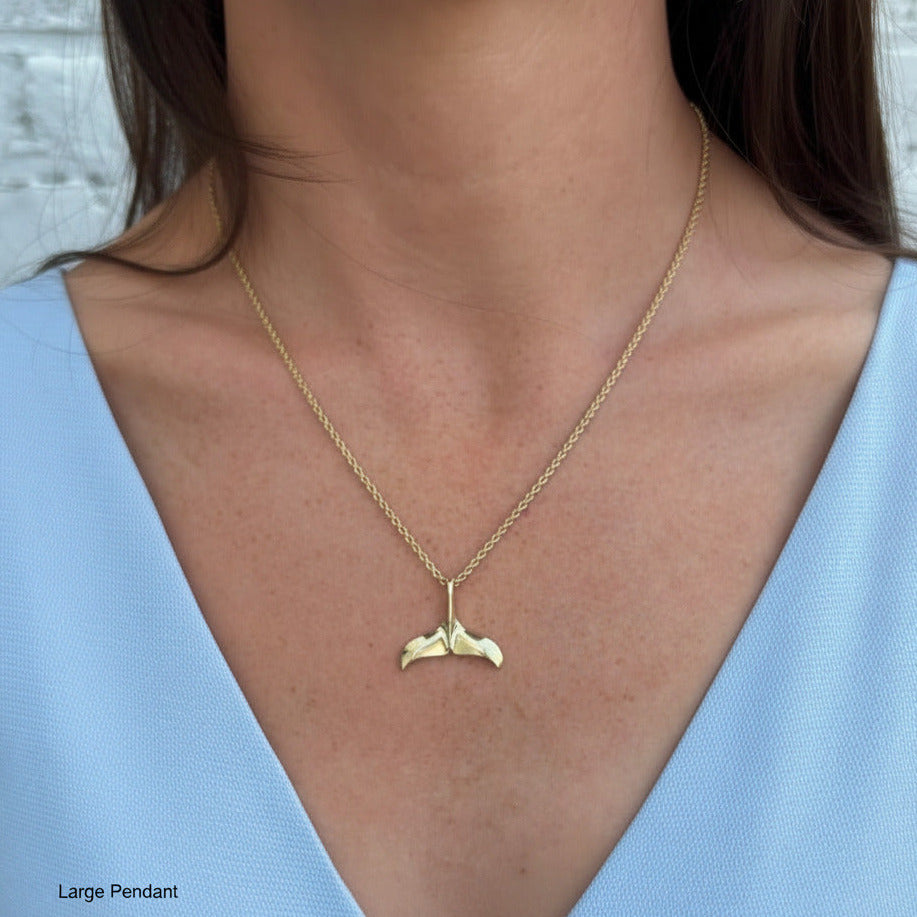14K Gold Whale Tail Pendant