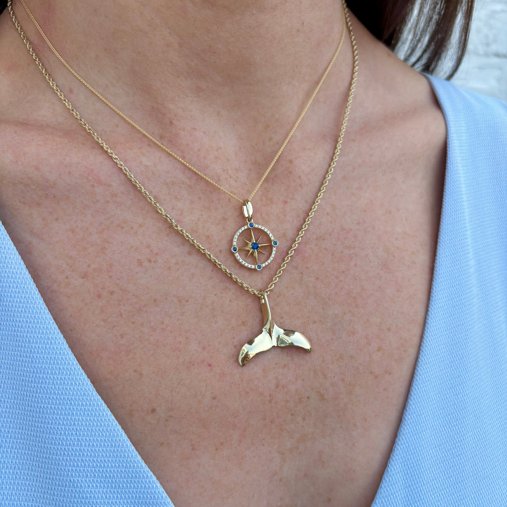 14K Gold Whale Tail Pendant