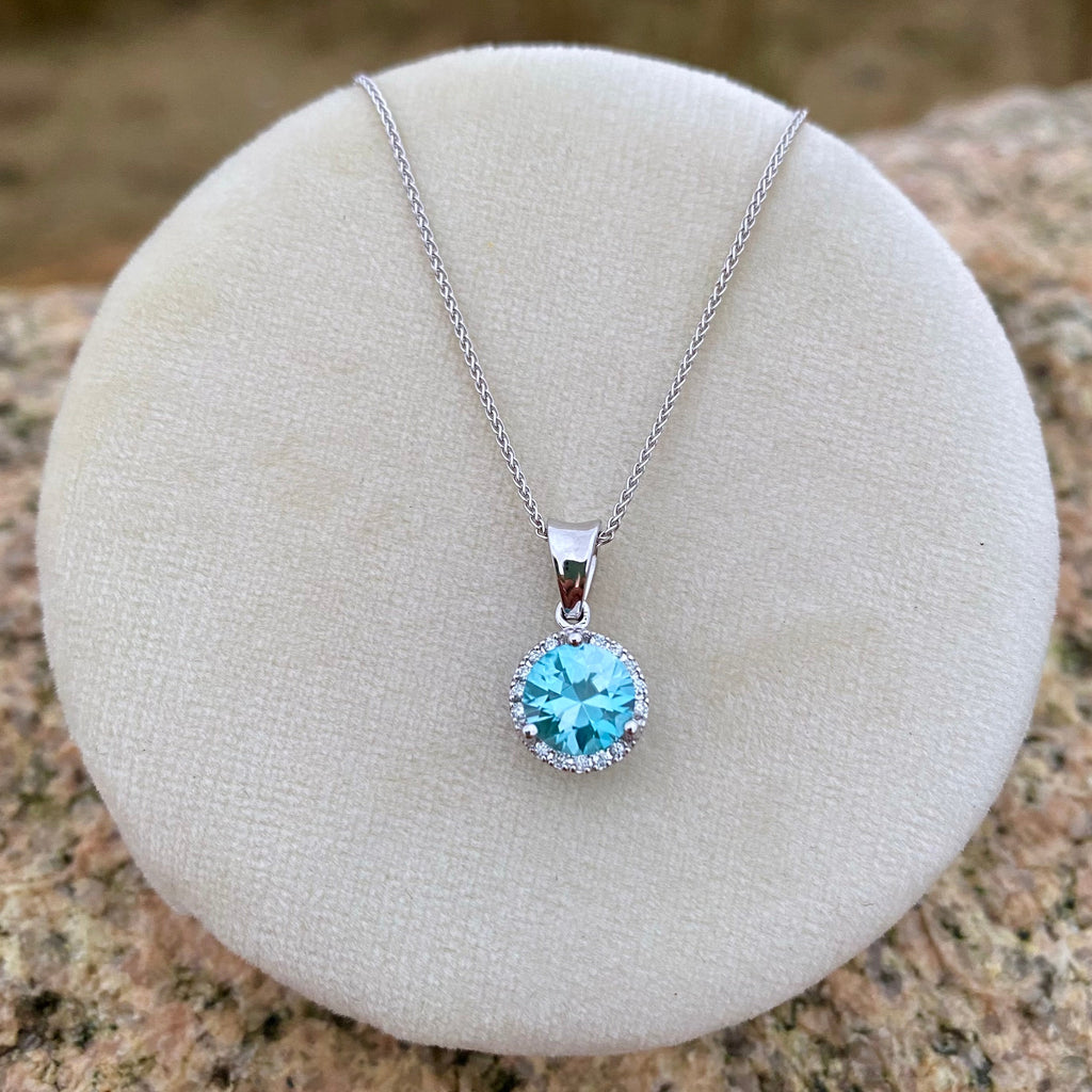 14k Oceanic Blue Zircon Necklace