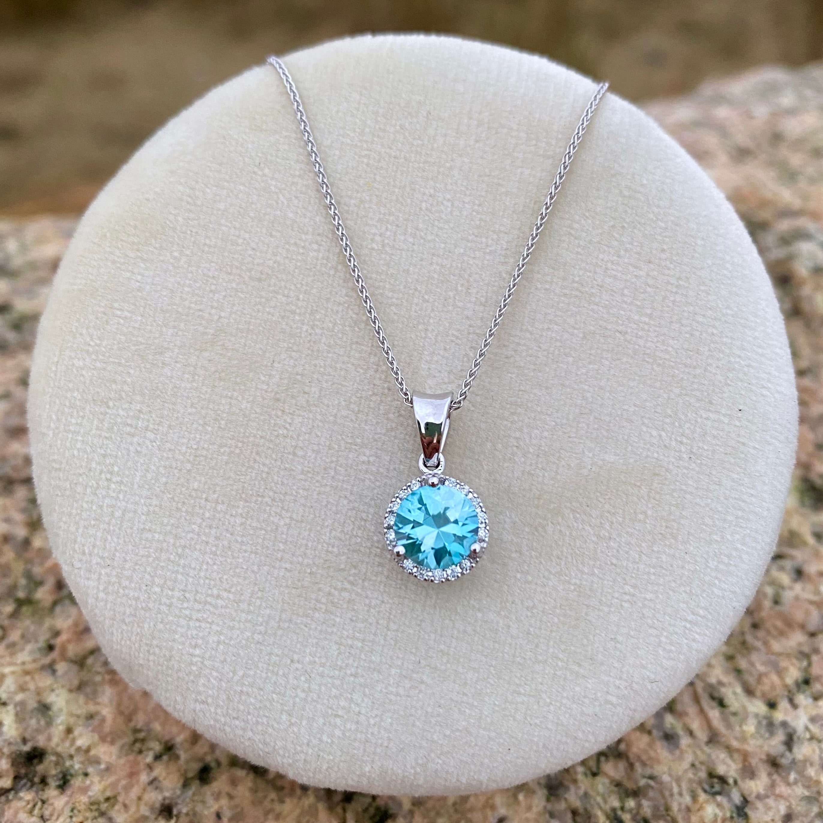 14k Oceanic Blue Zircon Necklace