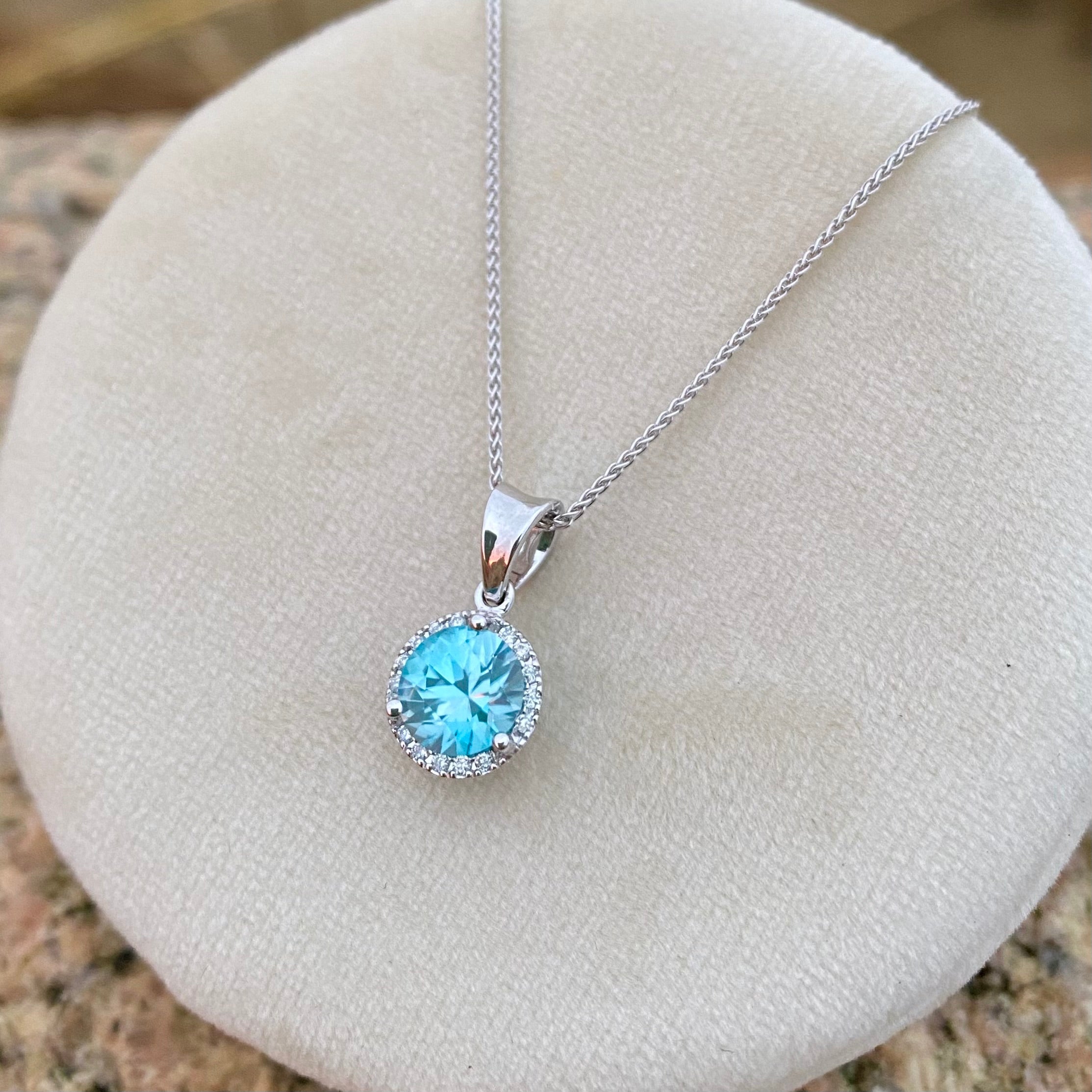 14k Oceanic Blue Zircon Necklace