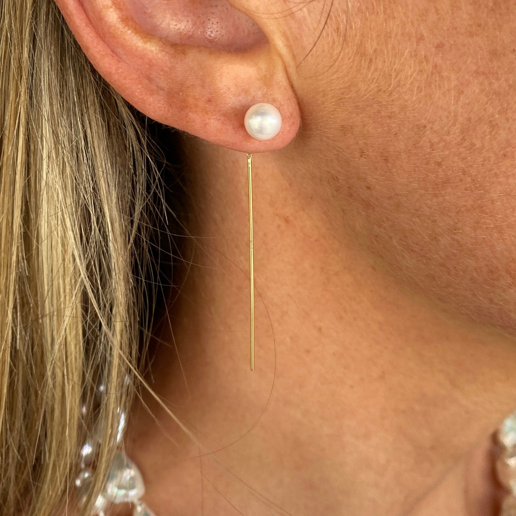 14k Freshwater Cultured Pearl Threader Earrings