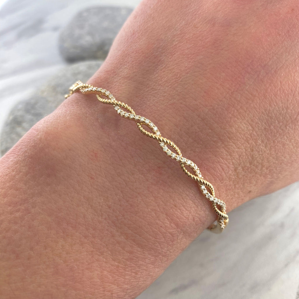 14K Diamond Rope Twist Bracelet