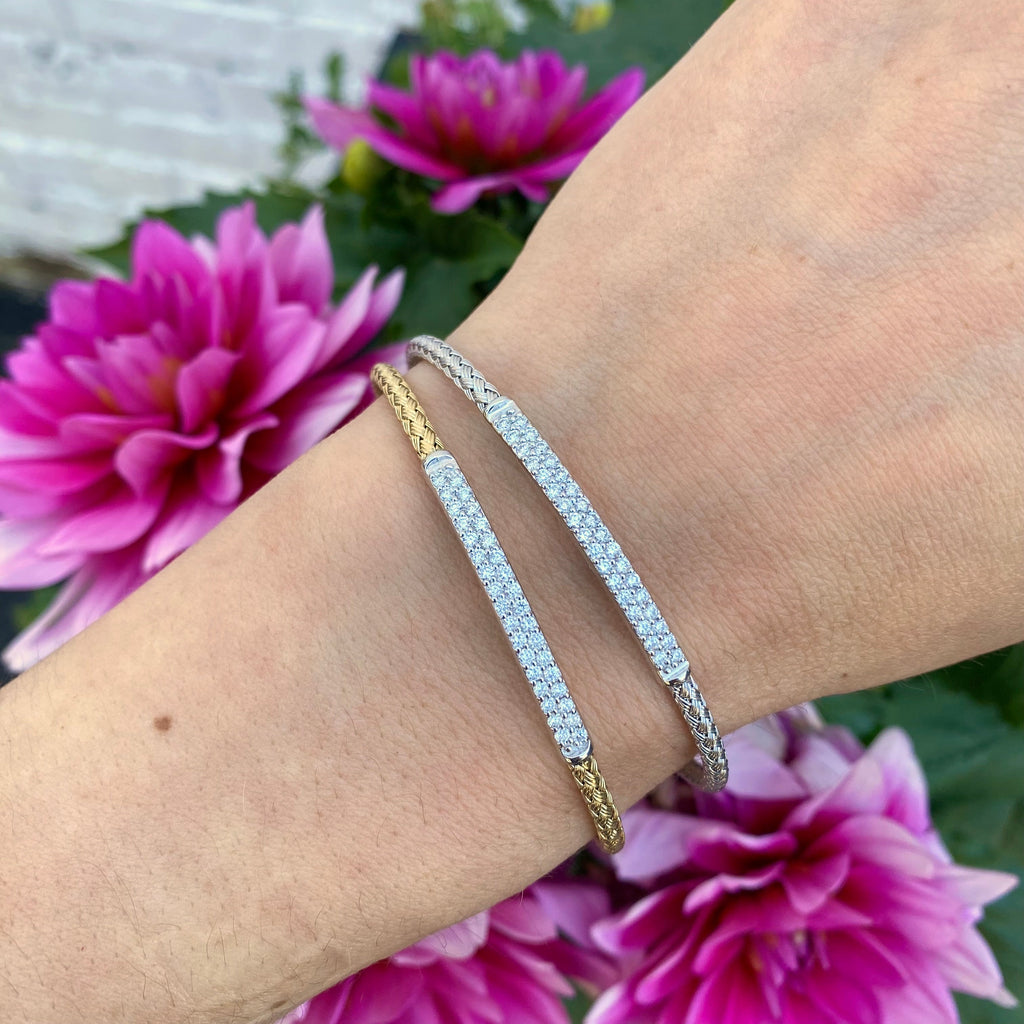 14K Diamond Cable Cuff Bracelet