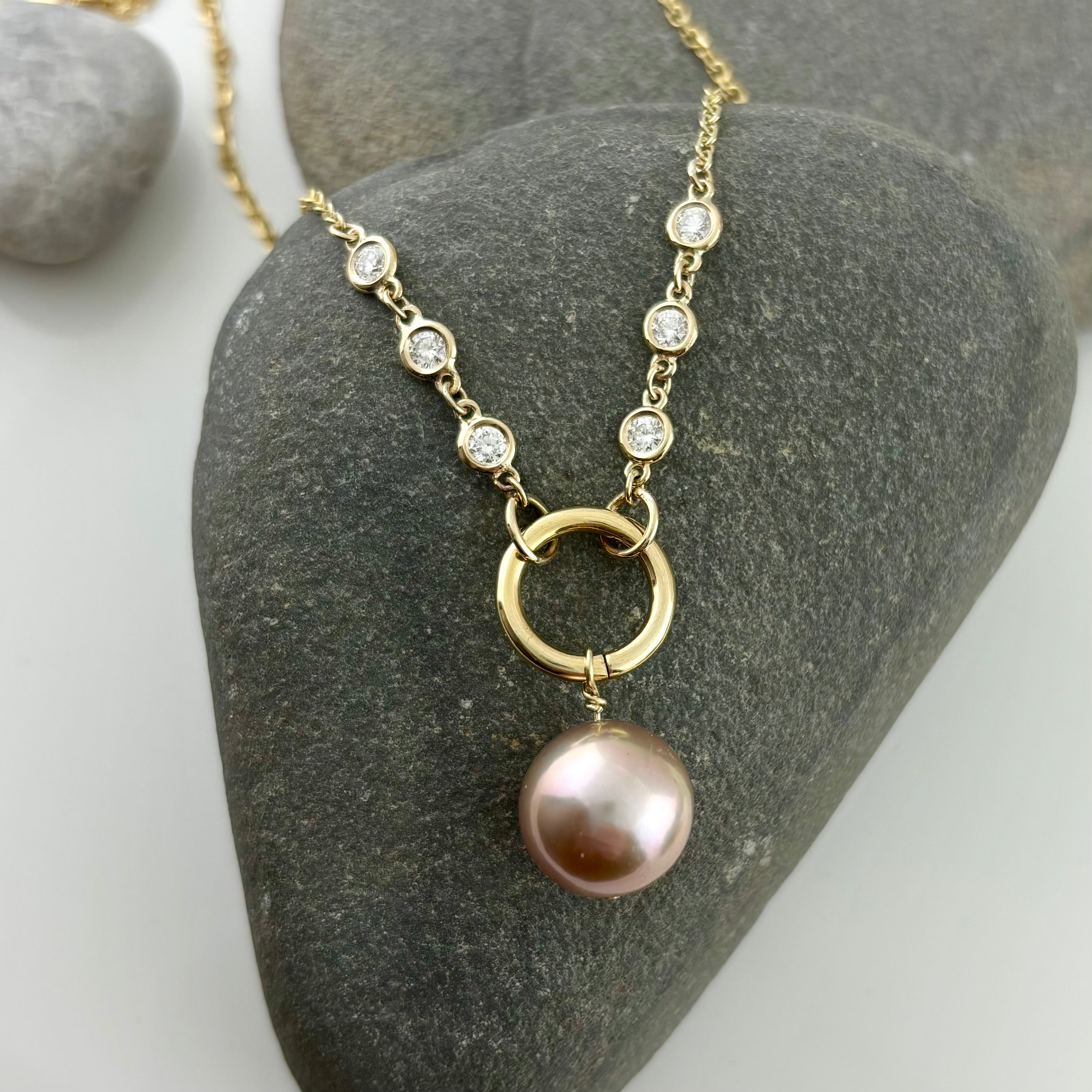 14K Diamond Charm Holder Necklace