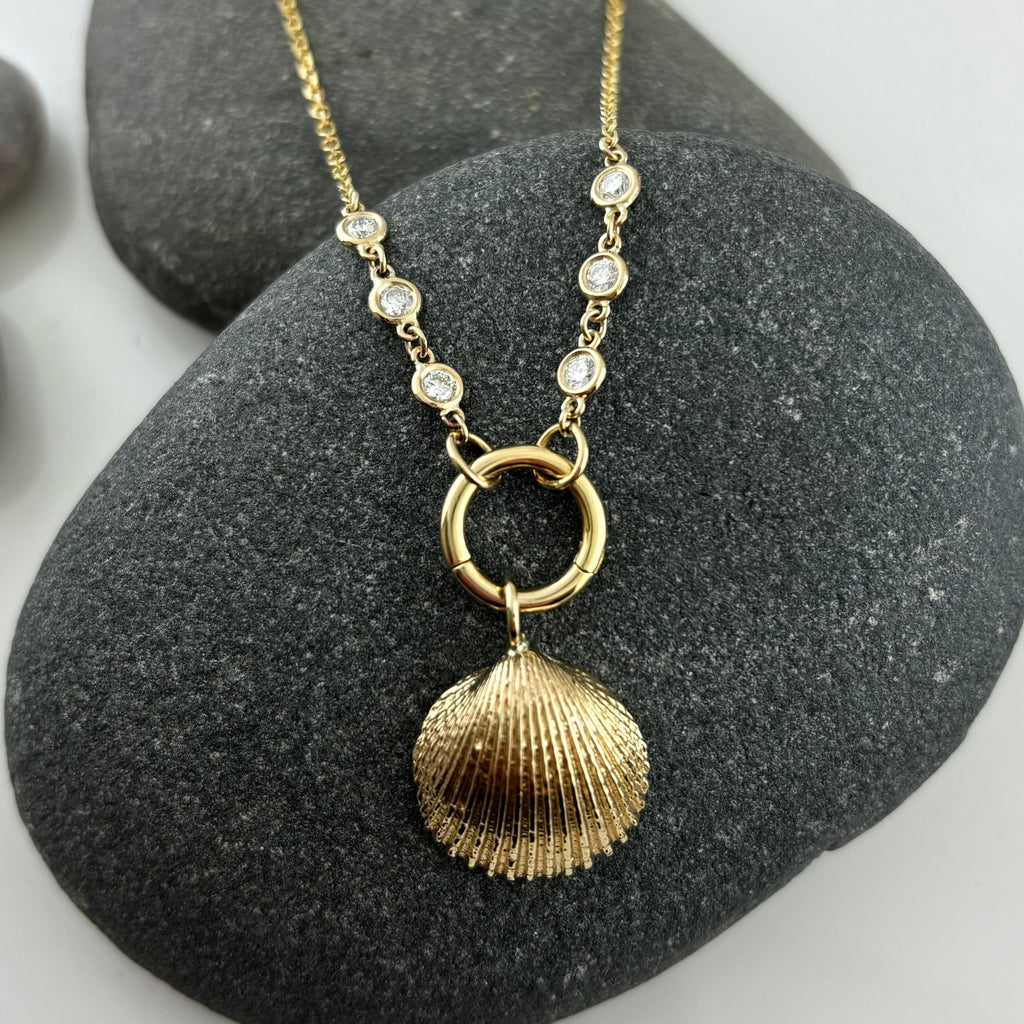 14K Diamond Charm Holder Necklace