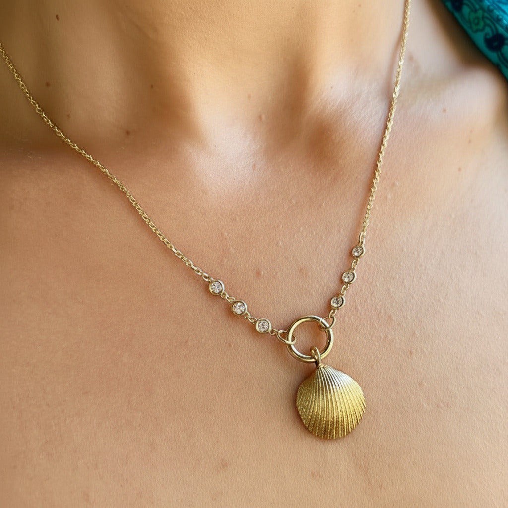 14K Diamond Charm Holder Necklace