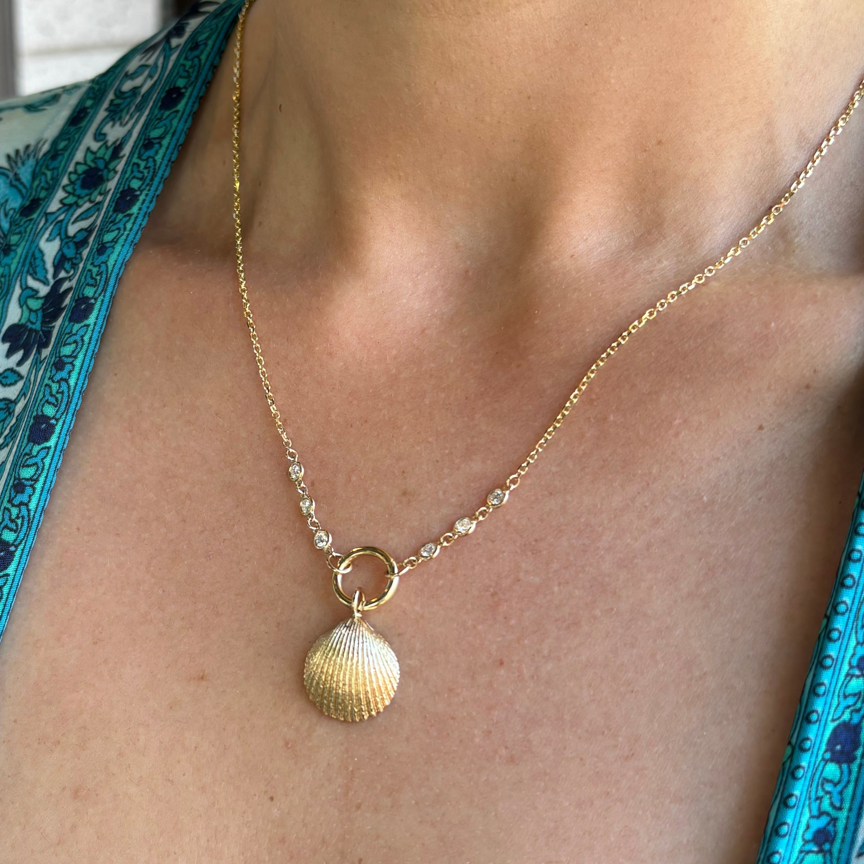 14K Diamond Charm Holder Necklace