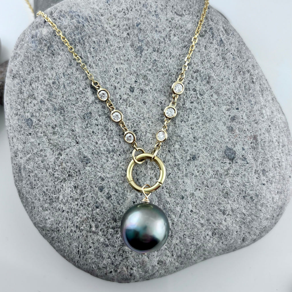 14K Diamond Charm Holder Necklace