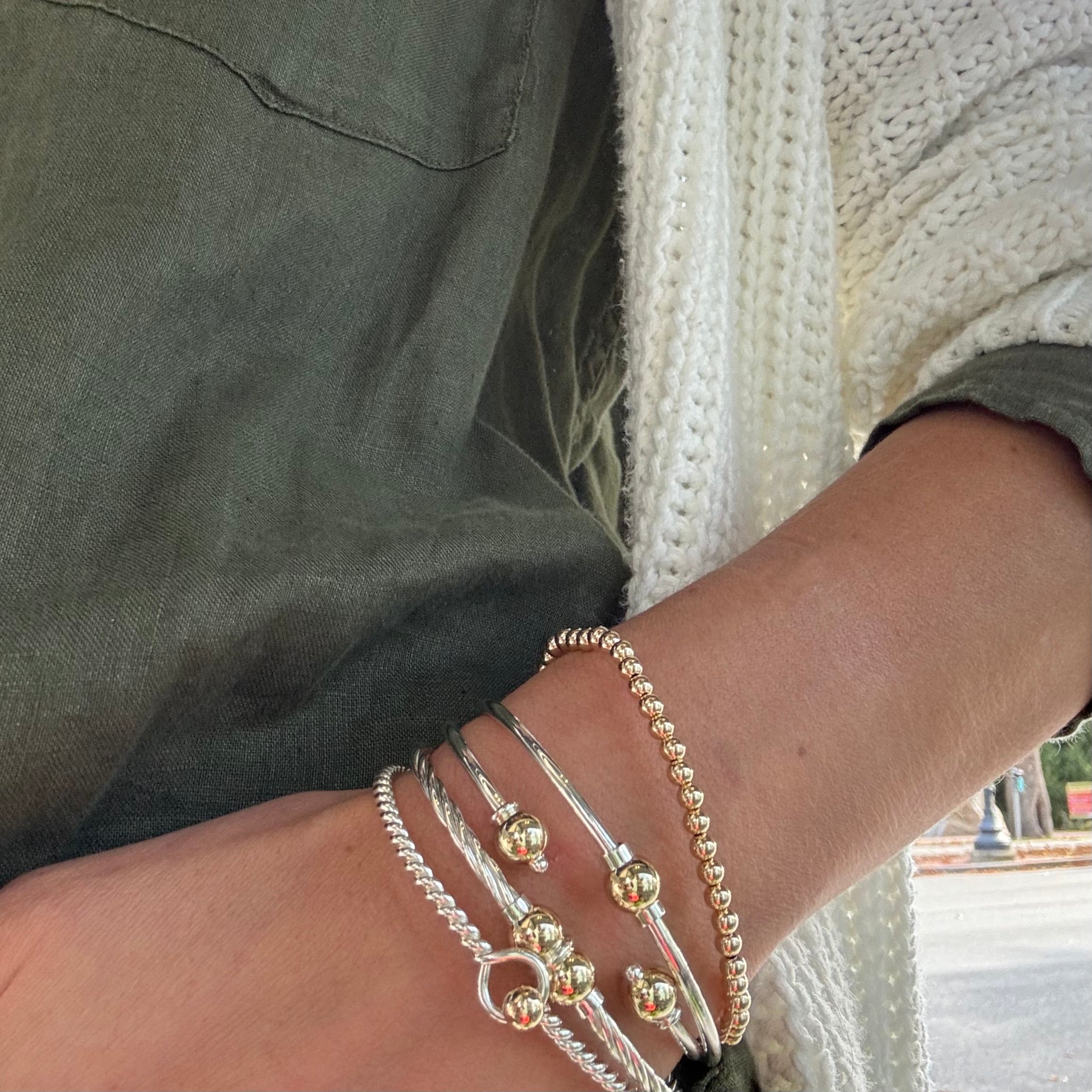 14K Gold 4mm Ball Stretch Bracelet