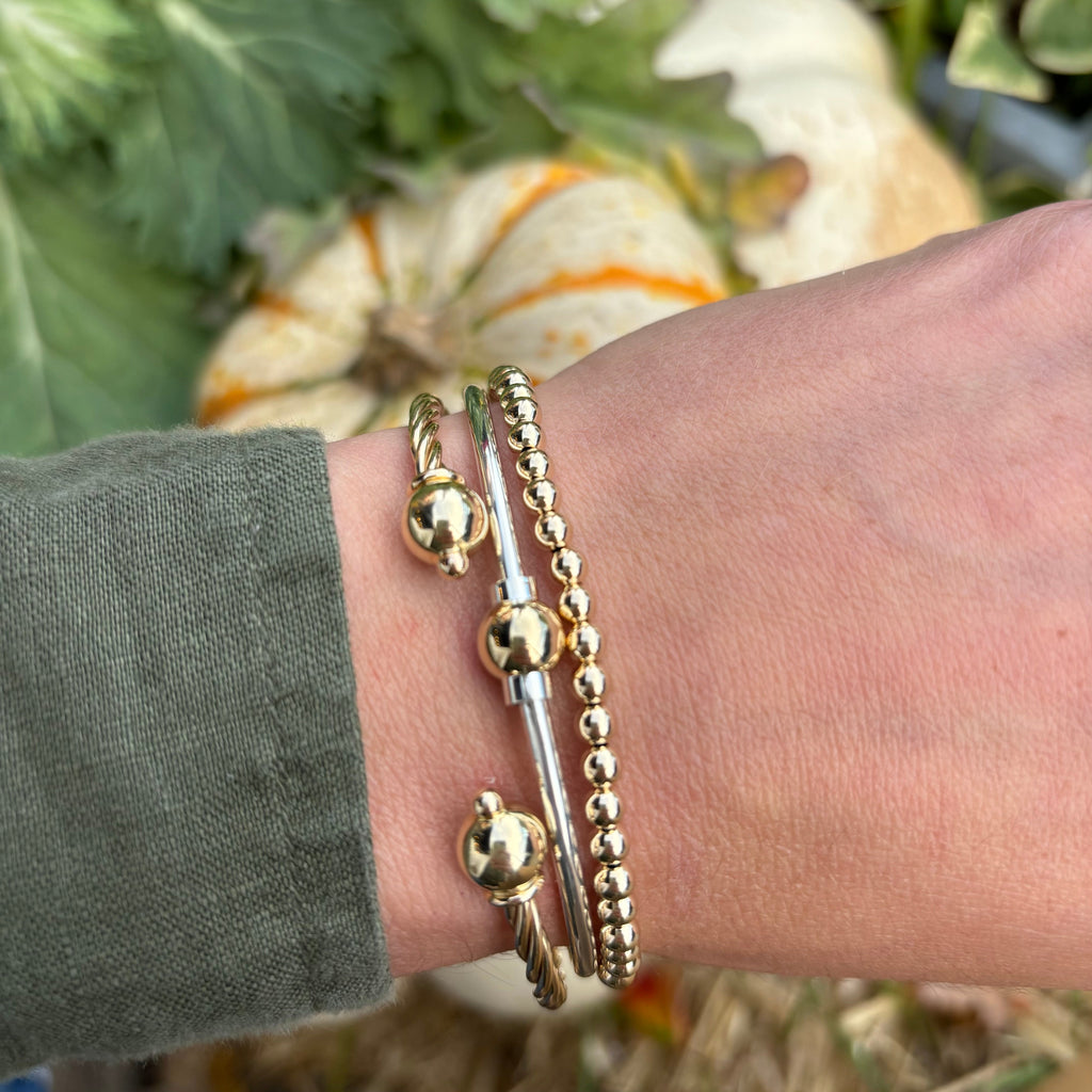 14K Gold 4mm Ball Stretch Bracelet