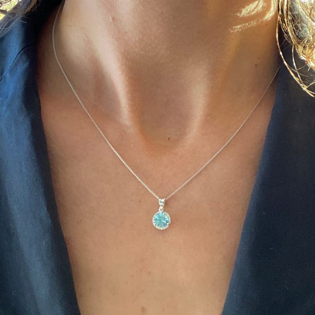 14k Oceanic Blue Zircon Necklace
