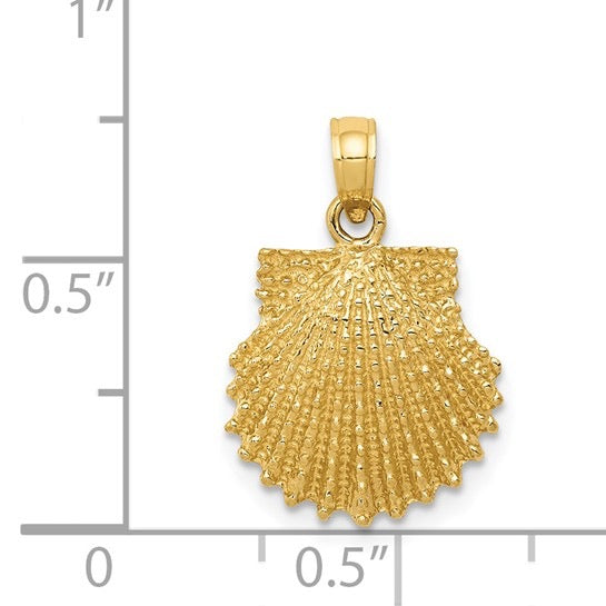 14K Textured Scallop Pendant