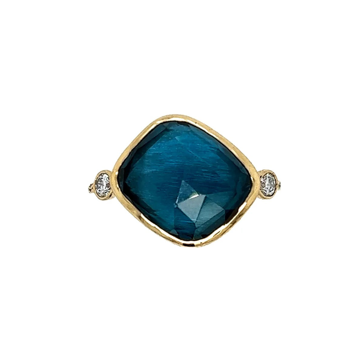 14K Oceanic Blue Topaz Ring with Diamonds