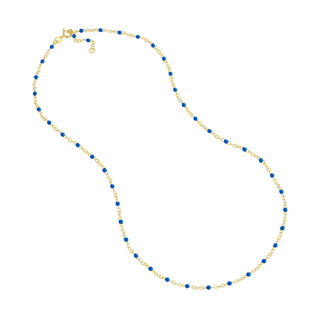 14k Gold Enamel Beaded Necklace