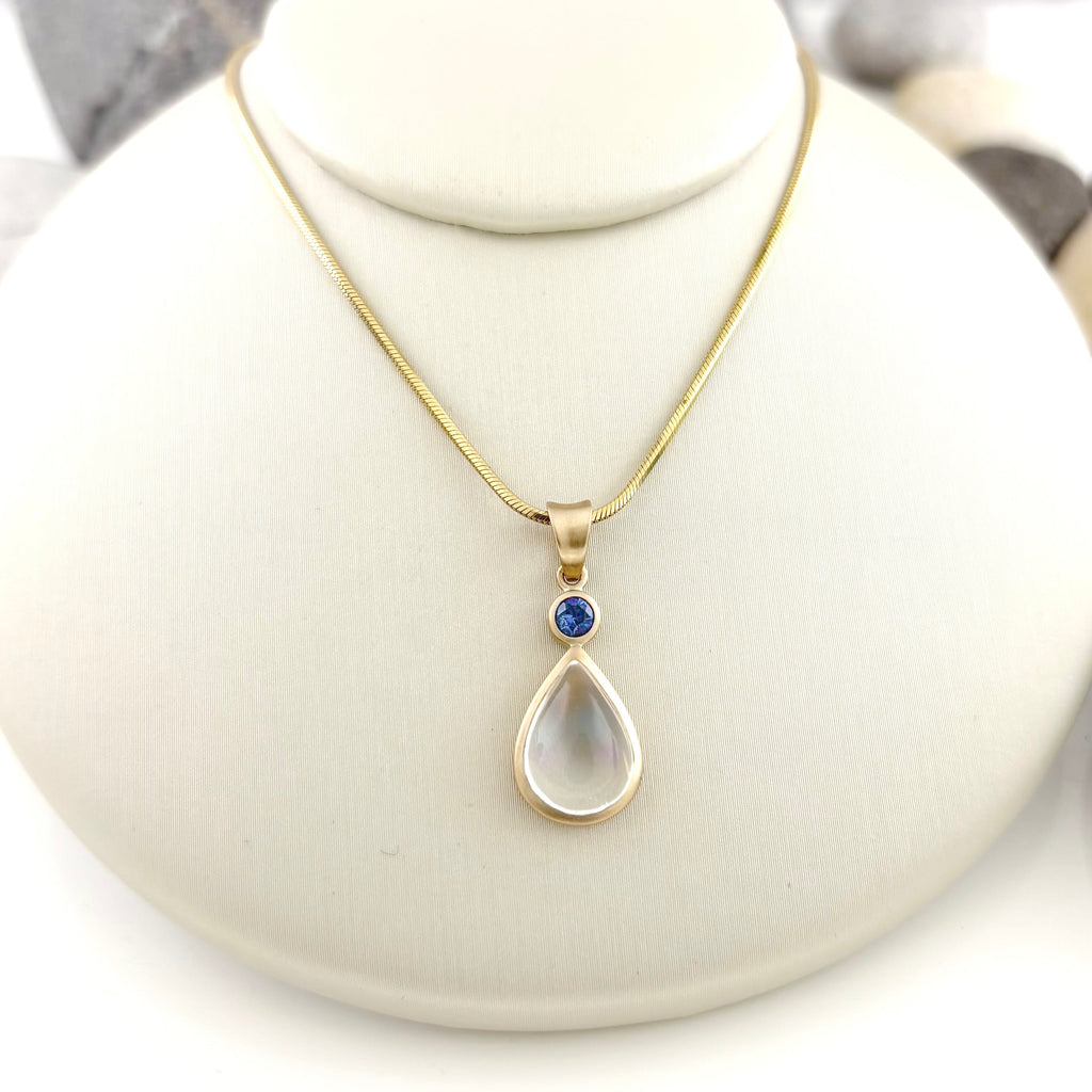 14K Moonstone & Sapphire Pendant