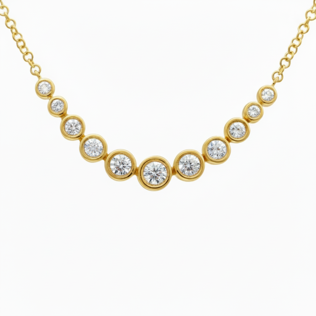 14K Gold Diamond Graduated Necklace