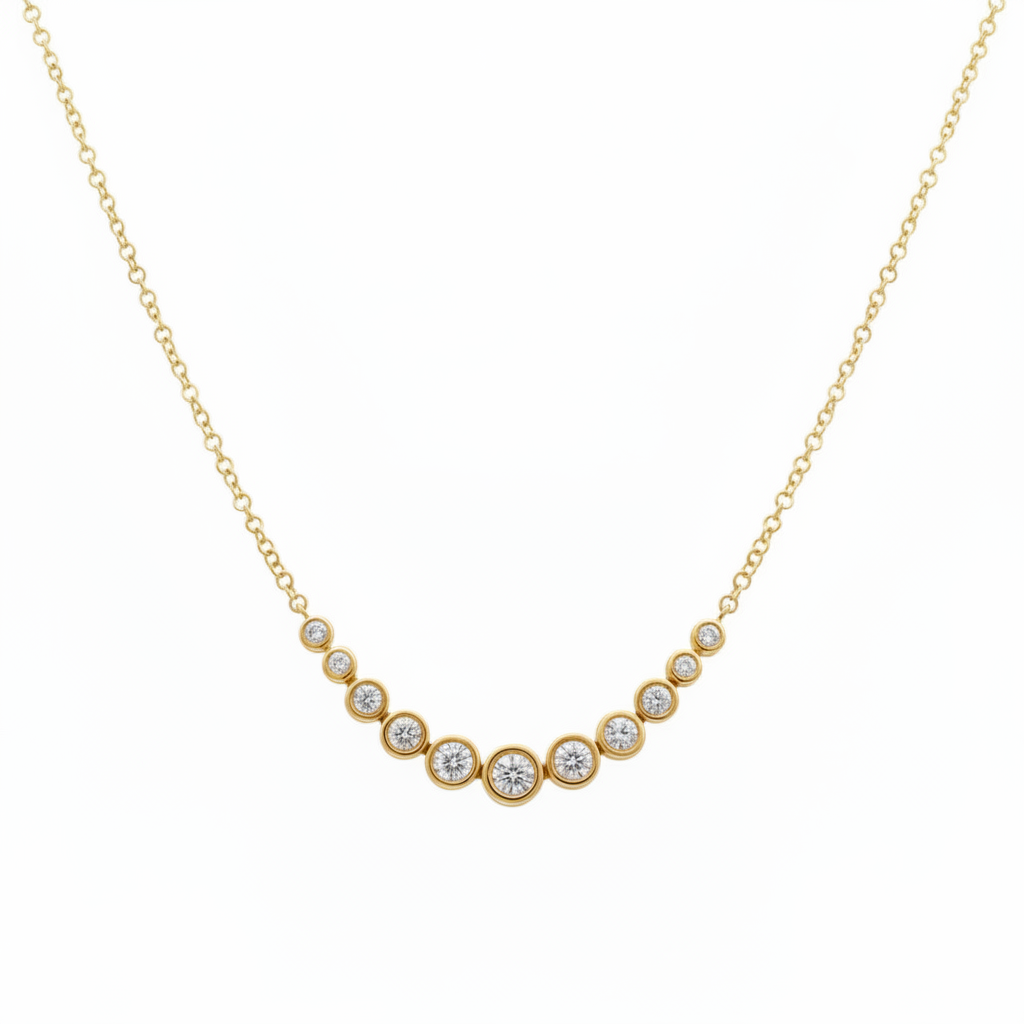 14K Gold Diamond Graduated Necklace